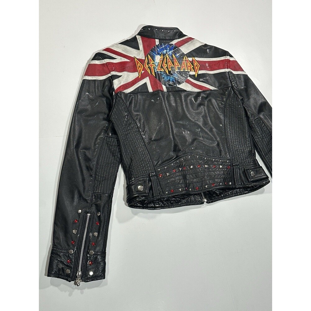 Wilson’s Leather Def Leppard Jacket Women’s Medium Studded Distressed Black Zip - Picture 5 of 15